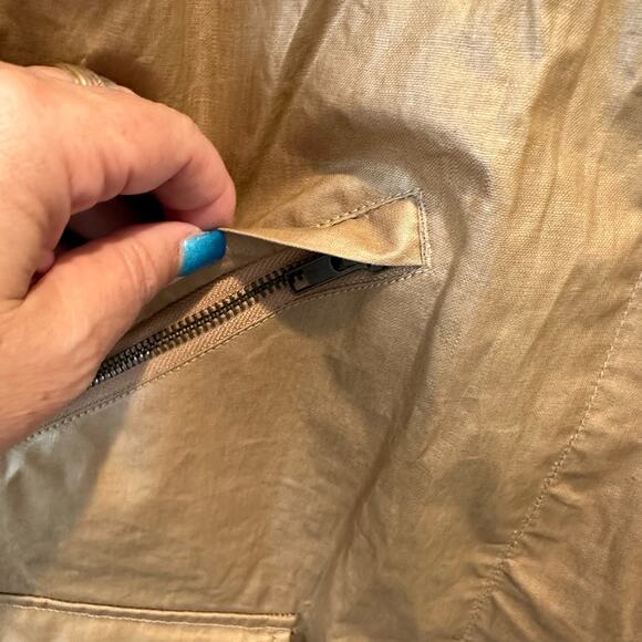 Garnet Hill Coated-Linen Hooded Utility Coastal Rain Jacket Coat 10 - Picture 12 of 16